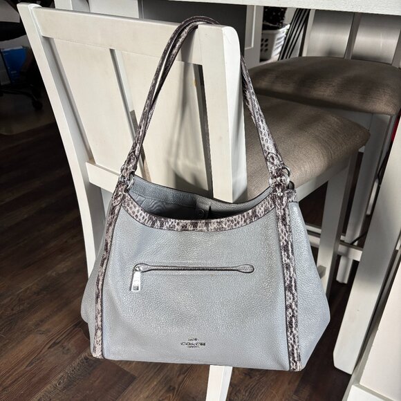 Coach Kristin (?) shoulder bag, grey with snake accents - Picture 1 of 7